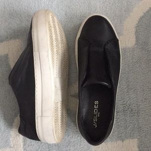 J Slides black leather sneakers